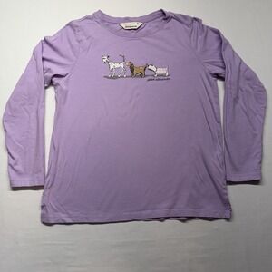 Peter Alexander Dog Graphic Long Sleeve Top M Lavender Dachshund Cotton